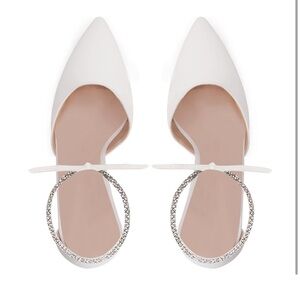 Coutgo Women's Pointed Toe High Heels Rhinestone Ankle Strap Pumps Shoes Bow Tie